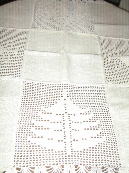 Beautiful handmade crochet and insert tablecloth