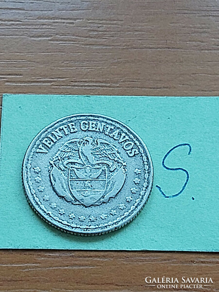 Colombia colombia 20 centavos 1956 copper-nickel #s