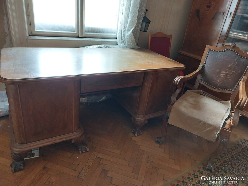 XX. Early century bookcase with desk and armchair