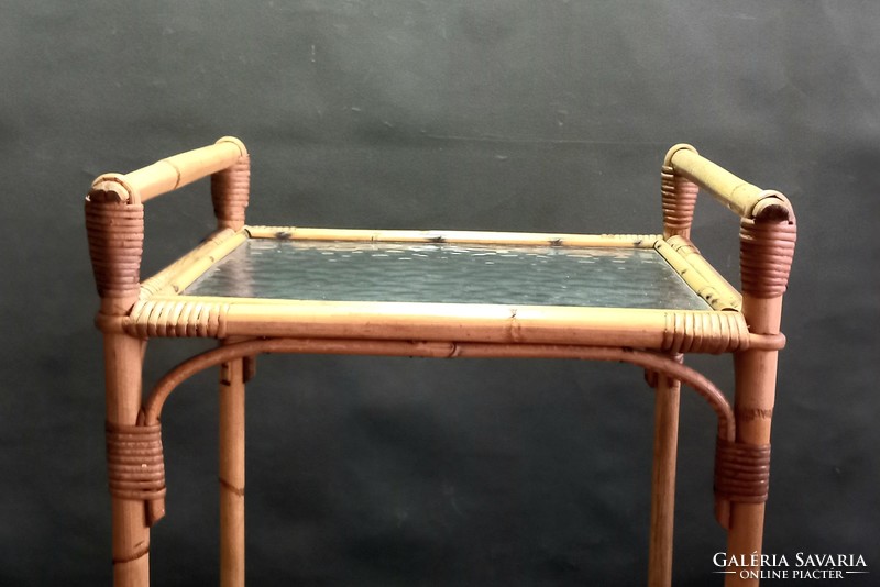 Bambusz vintage lerakó asztal ALKUDHATÓ ár deco design