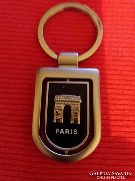 Retro francia PARIS minőségi fém kétoldalas belül forgós ábrás forgó kulcstartó a képek szerint