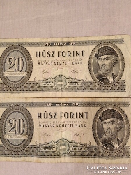 2 pieces of 20 forints (1975) and 4 pieces of 10 forints (1969)