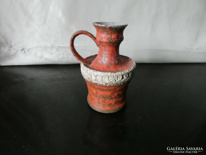 Uebelecker (ü keramik) red / white vase West German vase 1960.