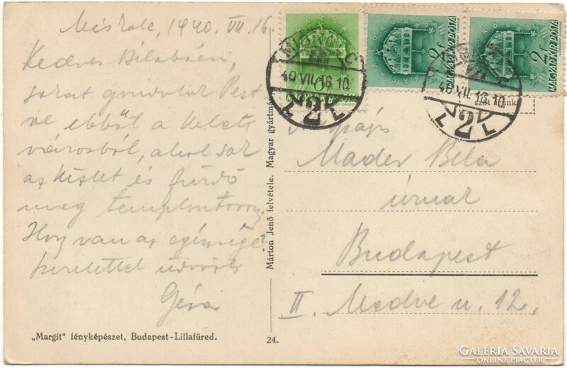 C - 286  Futott képeslap  Miskolc - Avasi részlet  1940