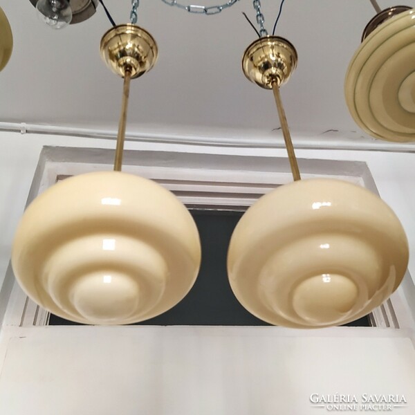 A pair of art deco copper ceiling lamps renovated - 