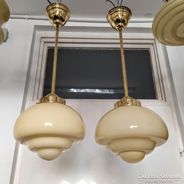 A pair of art deco copper ceiling lamps renovated - 