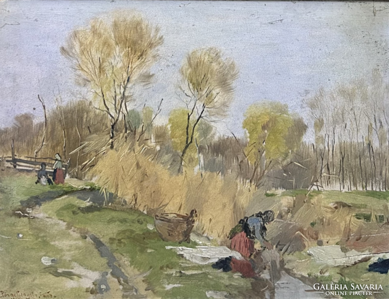 Gergely Pörge (1858-1930): on the bank of a stream