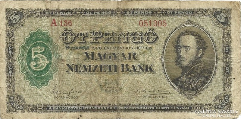 5 pengő 1926 2. eredeti