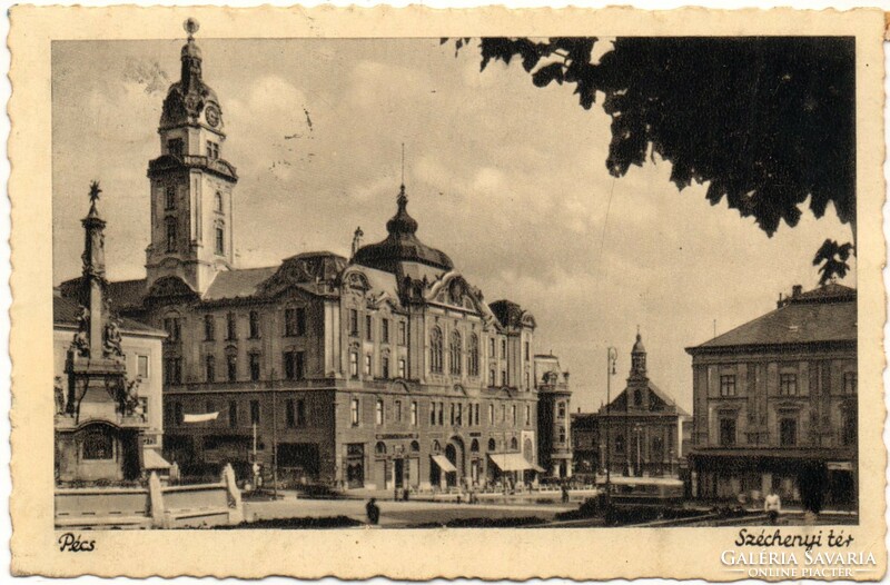 C - 261  Futott képeslap  Pécs - Széchenyi tér 1938 (Weinstock fotó)