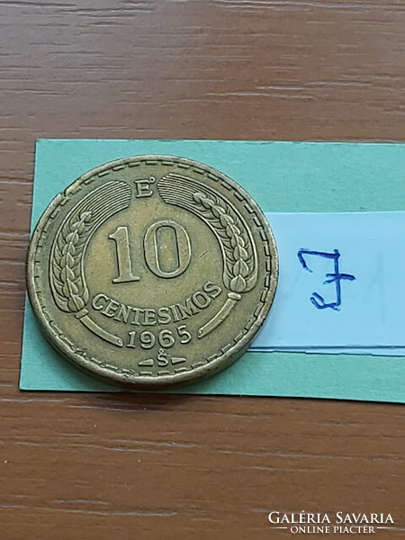 Chile 10 cents 1965 aluminum bronze, condor #j