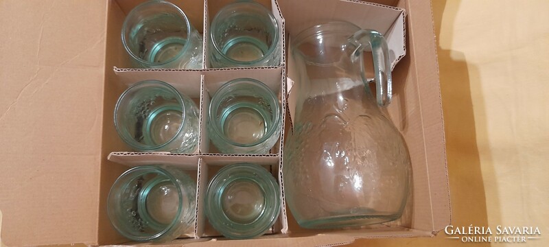 Retro wine set jug and 6 Italian glasses