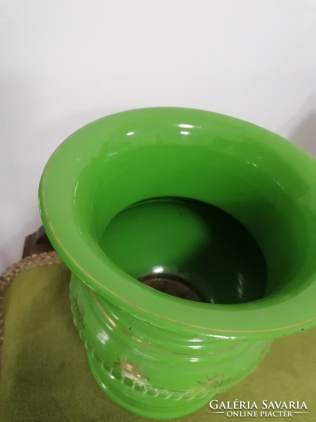 Zománcos zöld színű retro kaspó