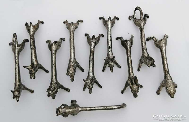 Old metal knife holders, bucks - 10 pcs - animal figures - bear, squirrel, boar, ram, cat...