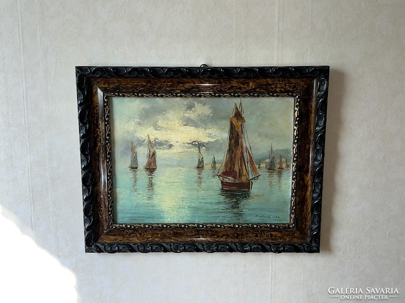 Sailboats on the sea Fratuli painting 1934 (k0021)