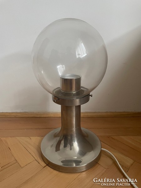 Narva króm asztali lámpa víztiszta üveg - vintage retro bauhaus design mid century