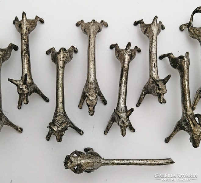 Old metal knife holders, bucks - 10 pcs - animal figures - bear, squirrel, boar, ram, cat...