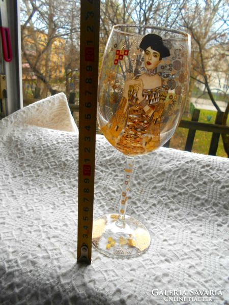 Gustav Klimt szecessziós festménye alapján talpas üveg  pohár