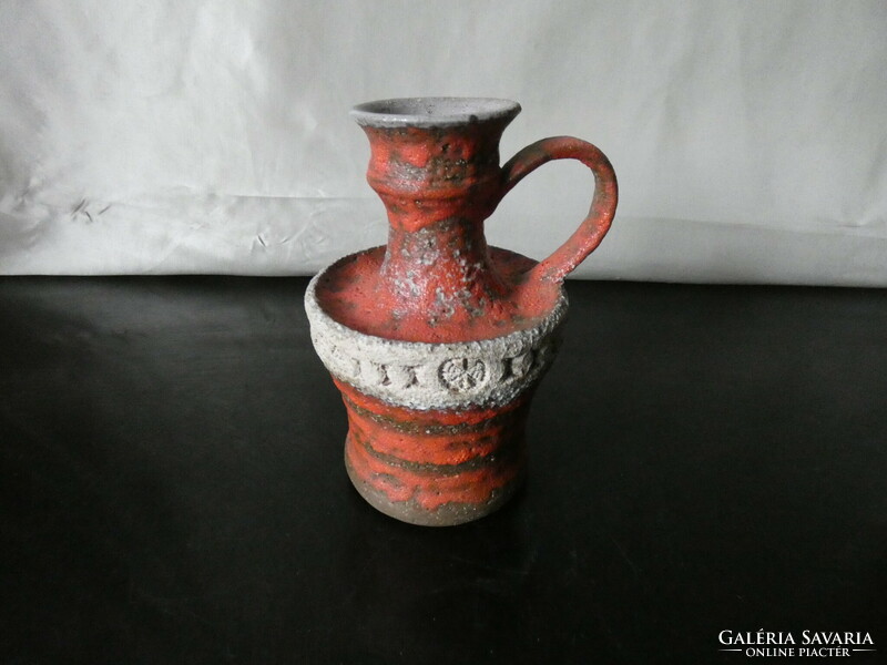 Uebelecker (ü keramik) red / white vase West German vase 1960.