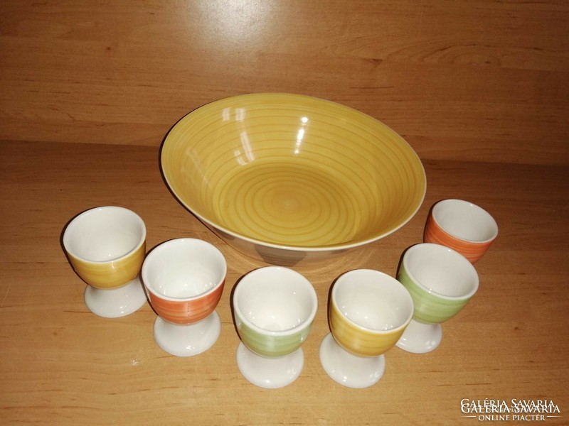 6 pcs porcelain pedestal egg holder with serving bowl (b)