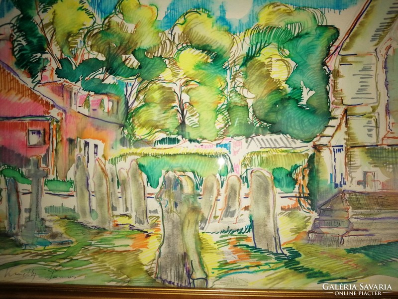 Szentendrei temető. Híres magyar festőművésznek tulajdonított festmény , csak 1 hétig aukción.