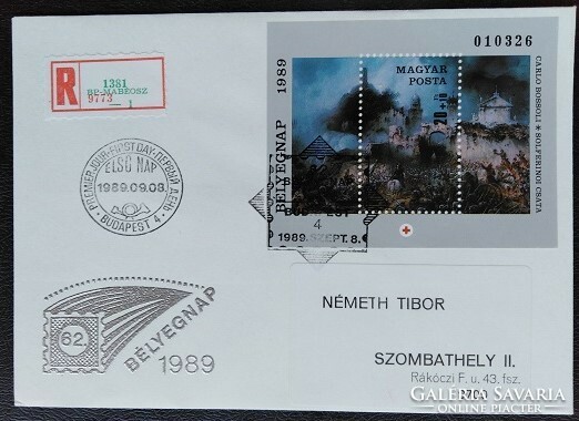 FF4001 / 1989 Bélyegnap - Festmény - Vöröskereszt blokk FDC-n futott