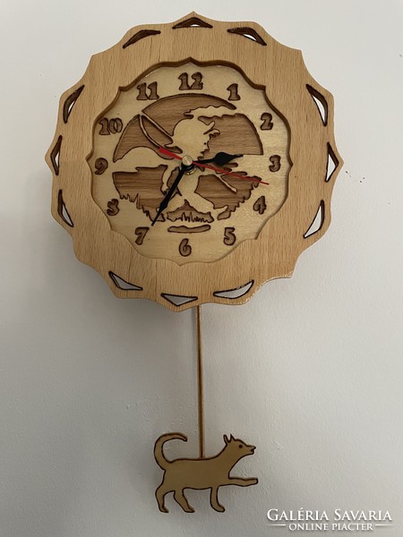 Fishing boy pendulum wall clock