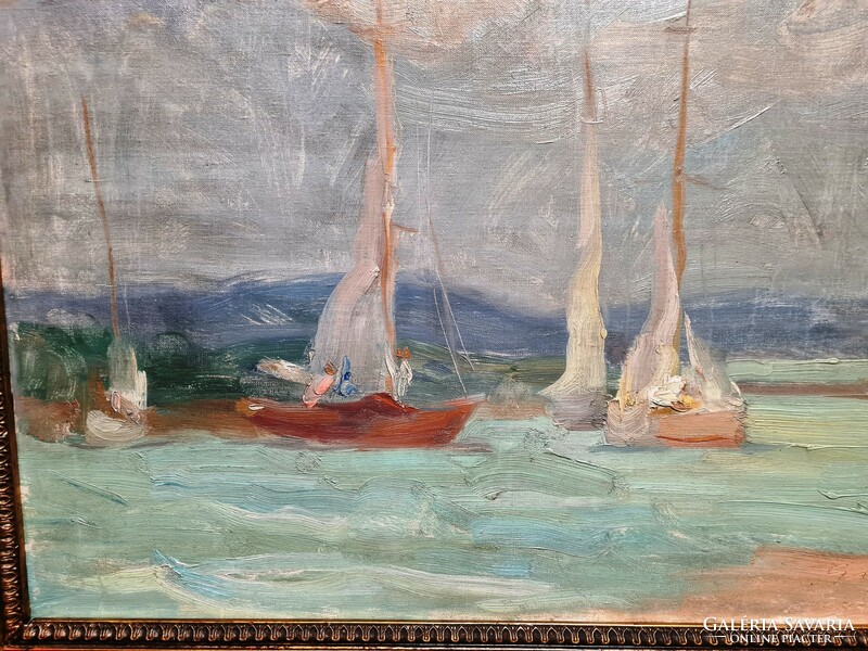 Imre Goór -Balaton sailboats-balatonlelle 1959-