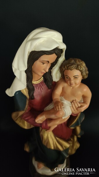 Virgin Mary with baby Jesus wooden statue large size 48 cm