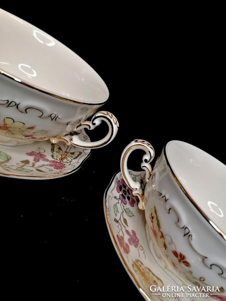 Pair of Zsolnay butterfly large soup cups. Immaculate, new condition!