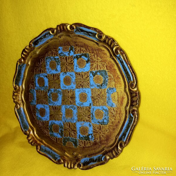 Italian, Florentine baroque style, round, wooden tray, serving tray.