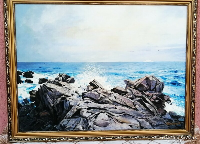 The work of a Hungarian painter. Pataky béla, rocky beach