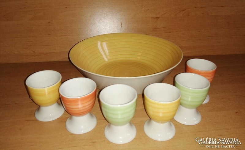 6 pcs porcelain pedestal egg holder with serving bowl (b)