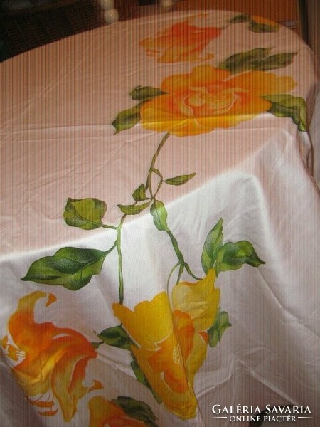 Wonderful vintage style spring yellow rose tablecloth new