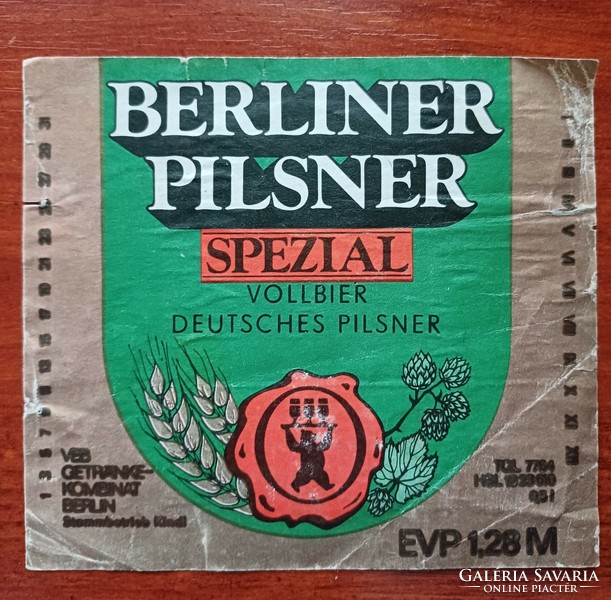 Sör cimke Berliner Pilsner Spezial DDR