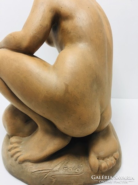 Art Deco terrakotta női akt szobor, 1930's - 50499