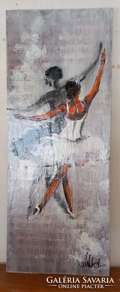 "Balerina"festmény farostlemezen 20x 50 cm-es