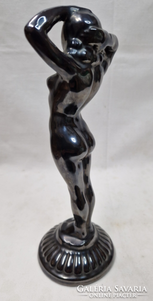 Ceramic, female nude, shiny, black, with glaze, in perfect condition, 25 cm. High