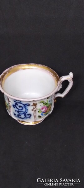 Biedermeyer collector's cup with a beautiful hand-painted floral design from the 1850s