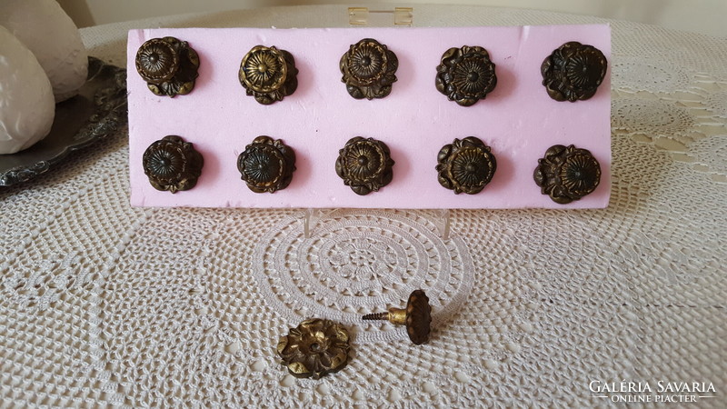 Old, solid copper furniture knobs 11 pcs.