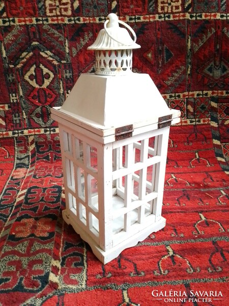 Antique style white painted wooden lantern lamp candle holder candle holder mood lighting large 43 cm