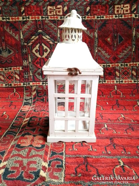 Antique style white painted wooden lantern lamp candle holder candle holder mood lighting large 43 cm