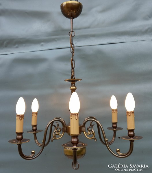 Flemish copper chandelier with 6 arms