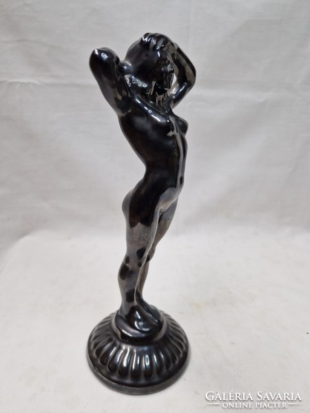 Ceramic, female nude, shiny, black, with glaze, in perfect condition, 25 cm. High