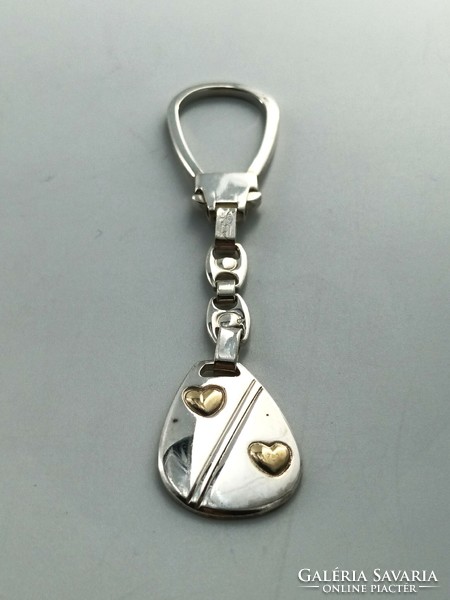 Silver keyring with gold in 925 silver