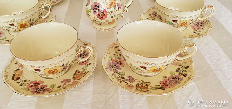Zsolnay 6-person set - 46 pcs - (food, cake- compote, tea set together) butterfly pattern