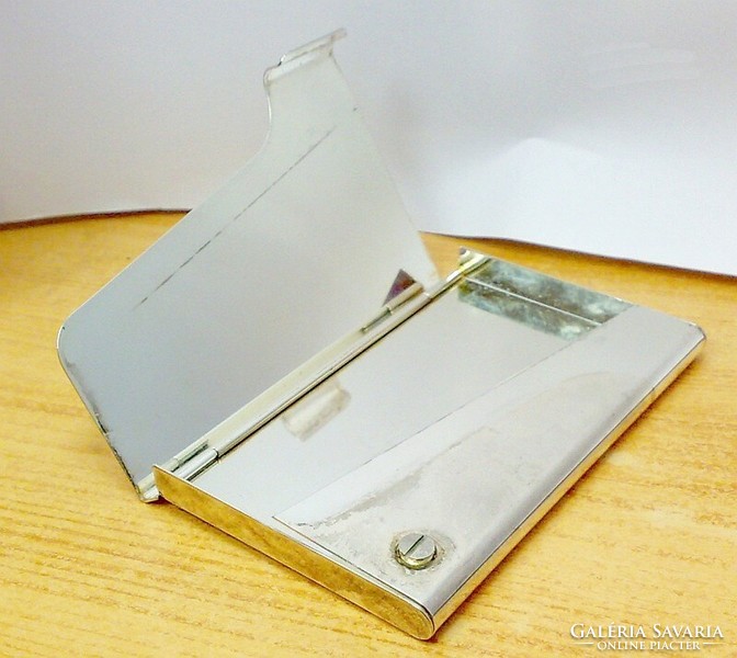 Silver-plated business card holder, b. With F. Logo, for businessmen for a stylish look