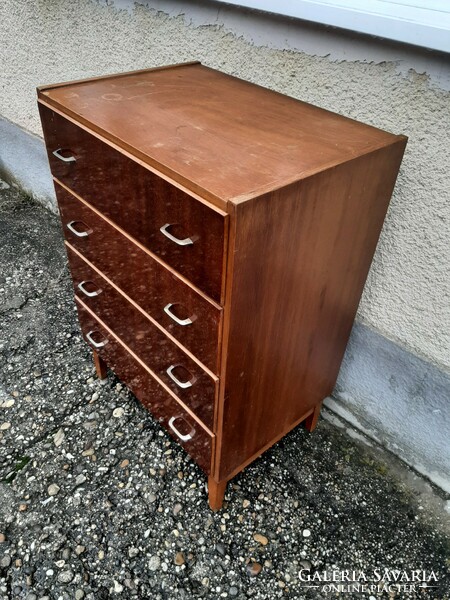Praktikus, masszív fa fiókos régi Buviv bútor komód jó fiókos szekrény