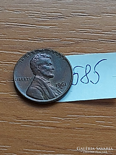 Usa 1 cent 1961 d, copper-zinc, abraham lincoln 585