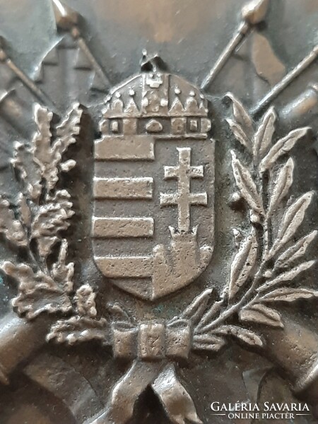 Beautiful coat-of-arms old military bronze plaque 8 cm recognition plaque for the military