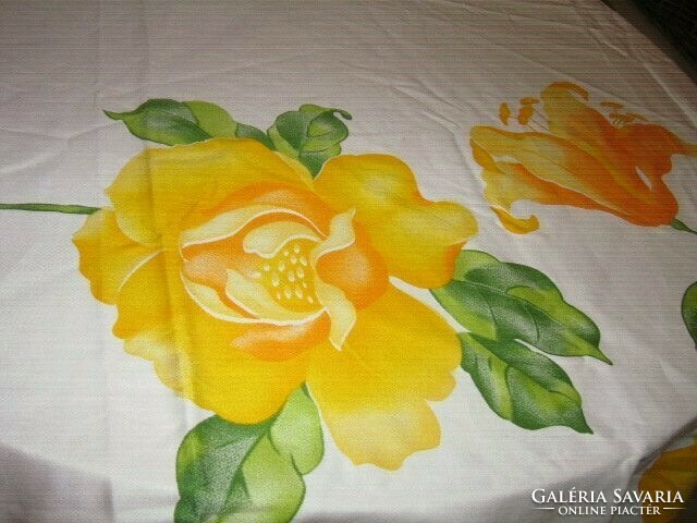 Wonderful vintage style spring yellow rose tablecloth new